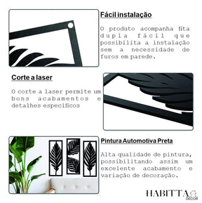 Trio de Folhas decorativa para parede em MDF decoracão
