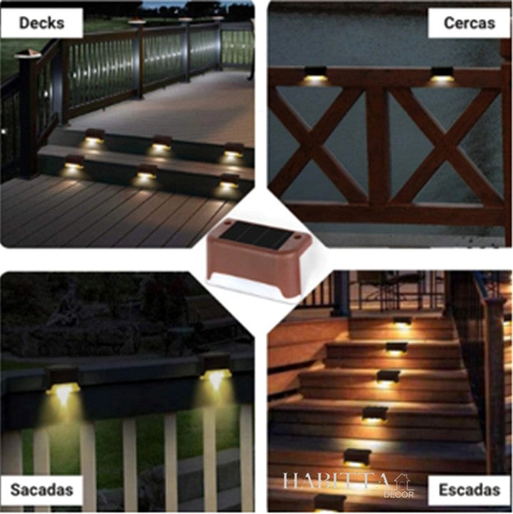 Kit Balizador de Escada - Luz de Sobrepor para Jardim Externo com Energia Solar