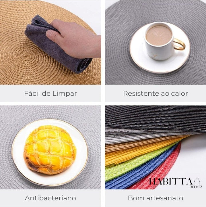 Kit com 6 Peças de Jogo Americano Redondo Sousplat