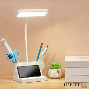 Luminária de Mesa para Estudo LED Recarregável com Porta Canetas