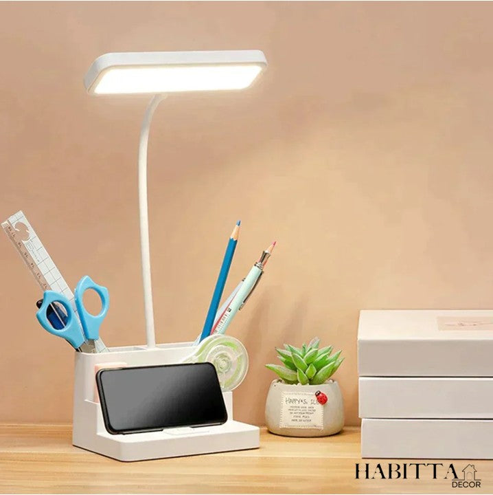 Luminária de Mesa para Estudo LED Recarregável com Porta Canetas