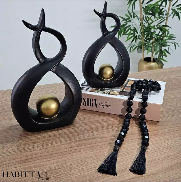 Dupla de vaso decorativo de escultura abstrata