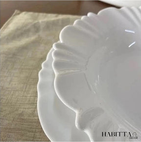 Conjunto de Pratos Duralex Opaline Pétala Fundo 23.5cm Vidro Branco