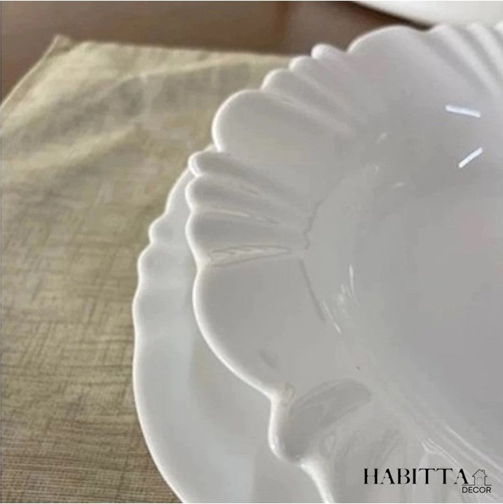 Conjunto de Pratos Duralex Opaline Pétala Fundo 23.5cm Vidro Branco