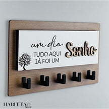 Porta Chaves Decorativo para Parede 05 Ganchos em MDF