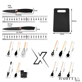 Kit Completo Jogo Utensílios de Cozinha Luxo 19 Peças