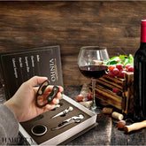 Kit Vinho Abridor Dosador Saca Rolhas Tampa Livro - 05 Peças