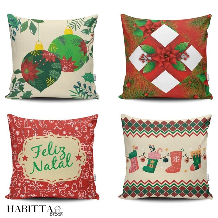 Kit com 4 Capas para Almofada Decorativa de Nata