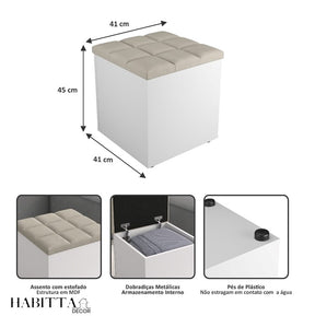 Puff Baú Suede Decorativo Organizador