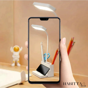 Luminária de Mesa para Estudo LED Recarregável com Porta Canetas