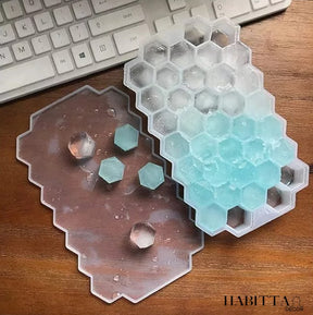 Forma de Gelo 37 cavidades silicone com formato de favo mel + tampa