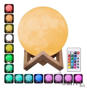 Luminária LED Lua Cheia 3D RGBW Colorida com Controle Remoto 15cm