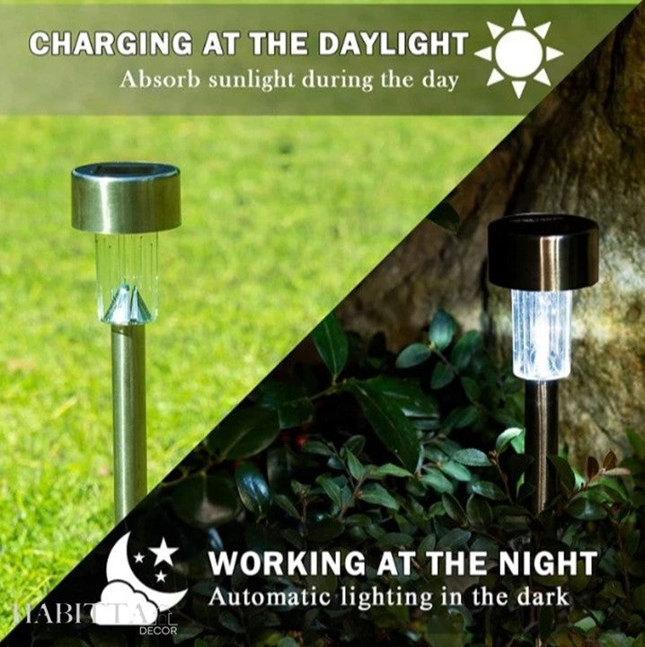 Kit de balizador de luz solar - Decoração de jardim, quintal e fachada - branco quente