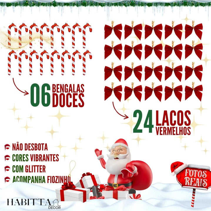 Kit Completo com Árvore de Natal Decorada