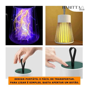 Lâmpada Elétrica Mata Mosquitos Ultravioleta USB Recarregável