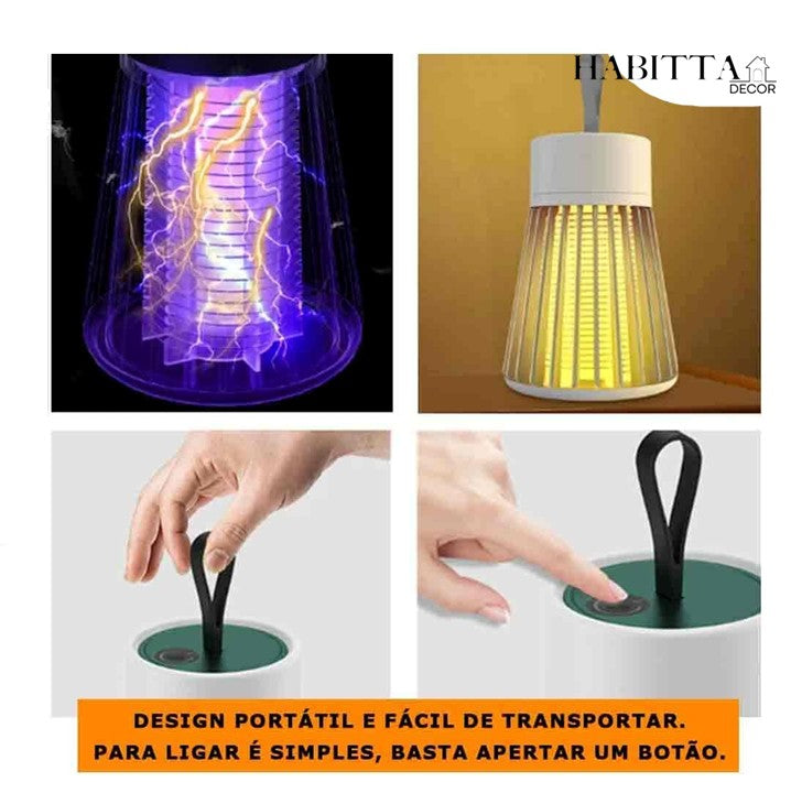 Lâmpada Elétrica Mata Mosquitos Ultravioleta USB Recarregável