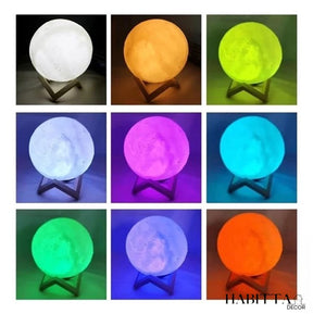 Luminária LED Lua Cheia 3D RGBW Colorida com Controle Remoto 15cm