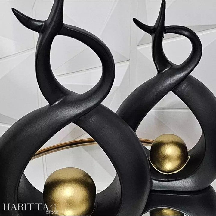Dupla de vaso decorativo de escultura abstrata