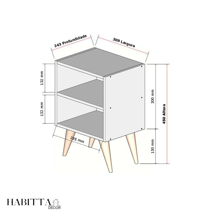 Mesa de Cabeceira Retro Palma