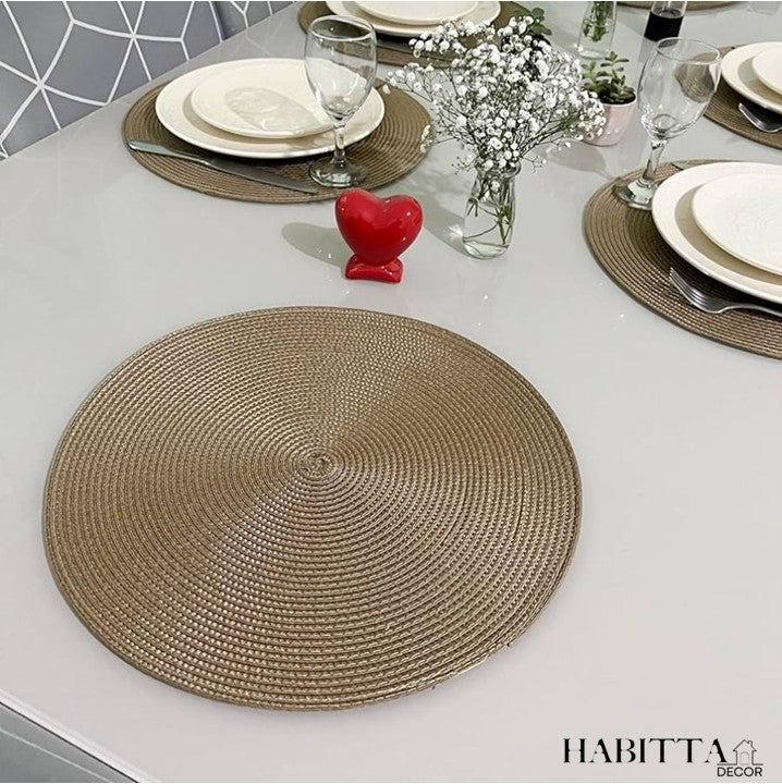 Kit com 6 Peças de Jogo Americano Redondo Sousplat