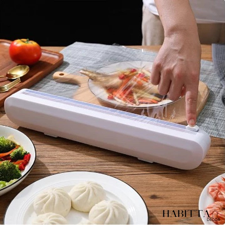 Dispenser e cortador de papel filme PVC