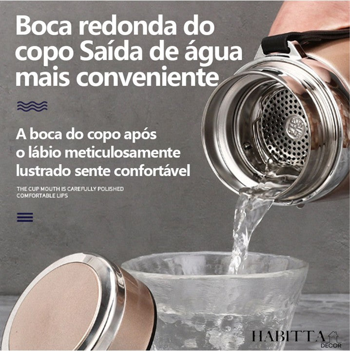 Garrafa Térmica de Inox com Infusor com Alça - 1 Litro