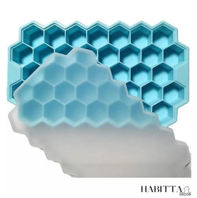 Forma de Gelo 37 cavidades silicone com formato de favo mel + tampa