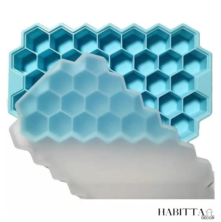 Forma de Gelo 37 cavidades silicone com formato de favo mel + tampa