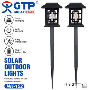 Kit Luminaria Solar de Espeto para Jardim - LED Recarregável