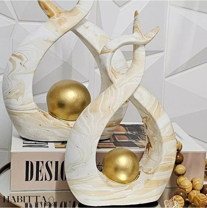 Dupla de vaso decorativo de escultura abstrata