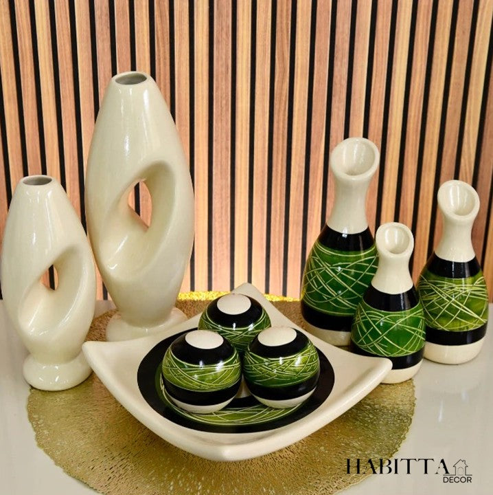Conjunto 9 Peças de Vasos Cerâmica para Enfeite