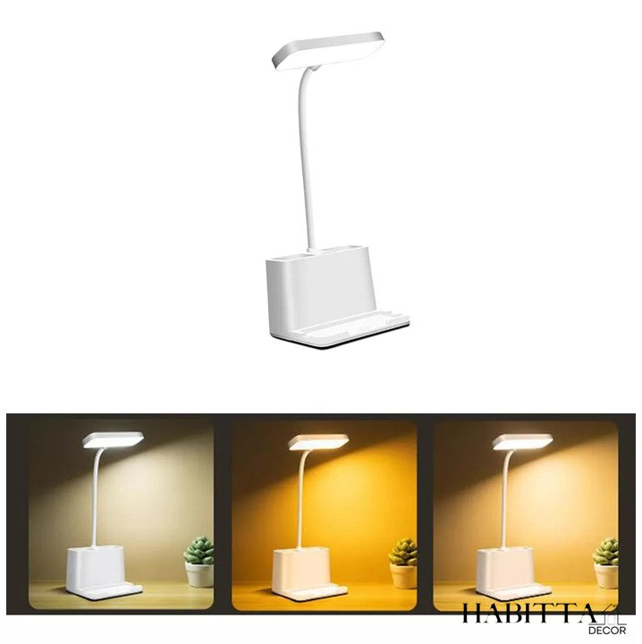 Luminária de Mesa para Estudo LED Recarregável com Porta Canetas