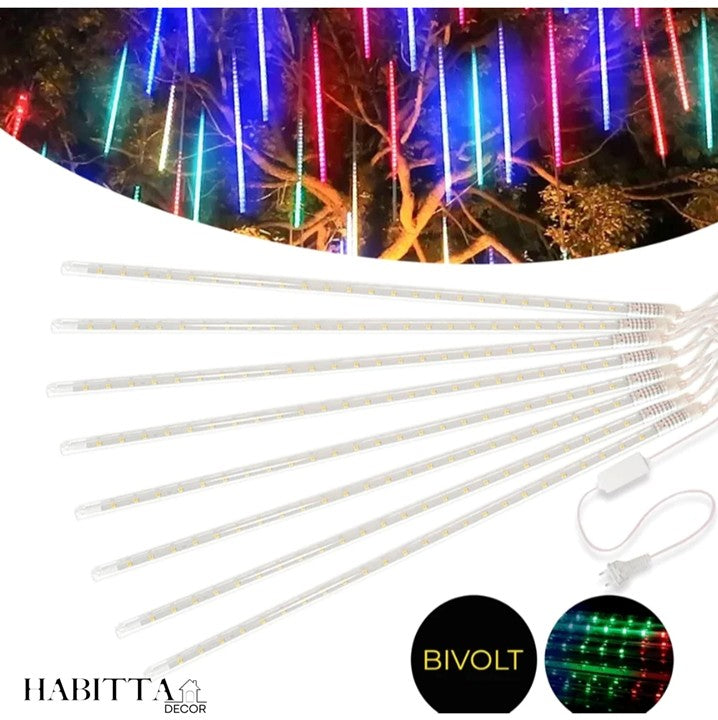 Cascata em LED para Natal e festas com 8 tubos - Bivolt