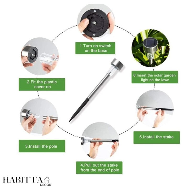 Kit de balizador de luz solar - Decoração de jardim, quintal e fachada - branco quente