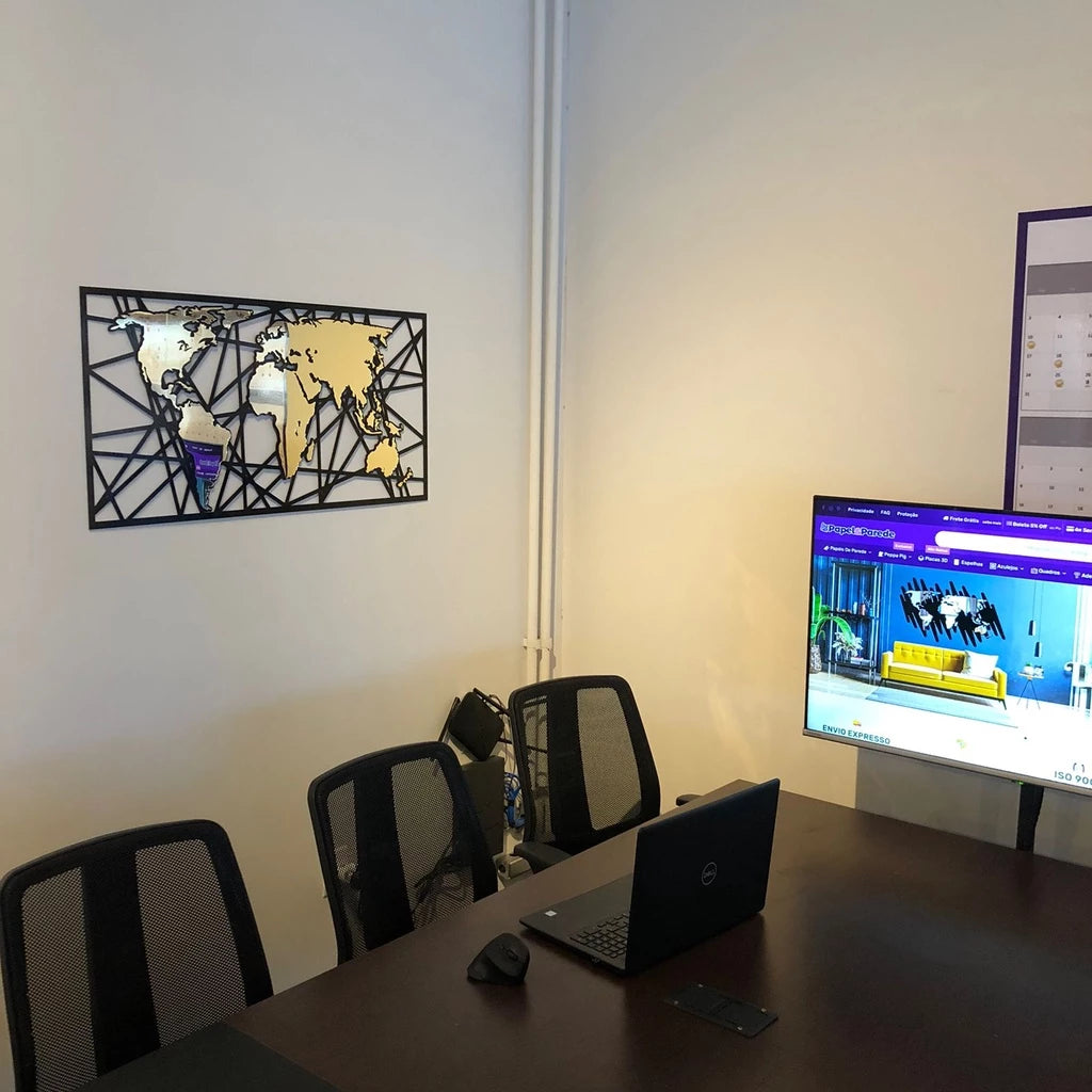 Quadro Placa Espelho Decorativo Mapa Premium