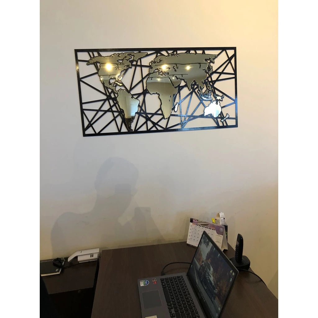 Quadro Placa Espelho Decorativo Mapa Premium