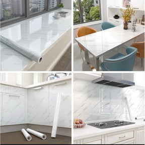 Papel de parede Adesivos para cozinha quarto Brilhante Lavável Mármore gelo 3M x60cm Resistente Agua