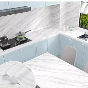 Papel de parede Adesivos para cozinha quarto Brilhante Lavável Mármore gelo 3M x60cm Resistente Agua