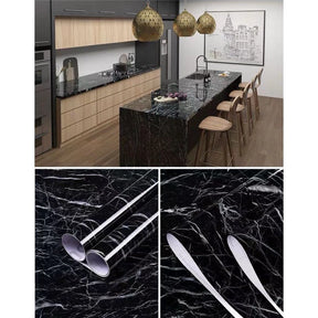 Papel de parede Adesivos para cozinha quarto Brilhante Lavável Mármore gelo 3M x60cm Resistente Agua