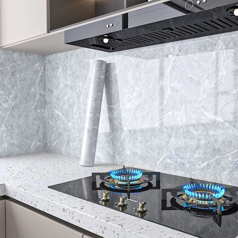 Papel de parede Adesivos para cozinha quarto Brilhante Lavável Mármore gelo 3M x60cm Resistente Agua