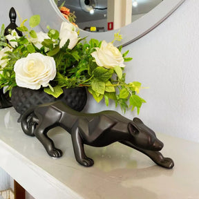 Pantera Ataque P Preto Fosco  Escultura Decoração Luxo Escritório Casa