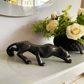 Pantera Ataque P Preto Fosco  Escultura Decoração Luxo Escritório Casa