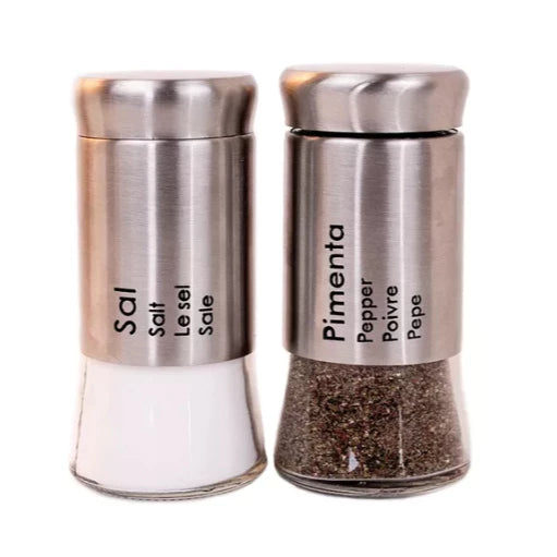 Conjunto de Saleiro Pimenta em 2 Peças Inox