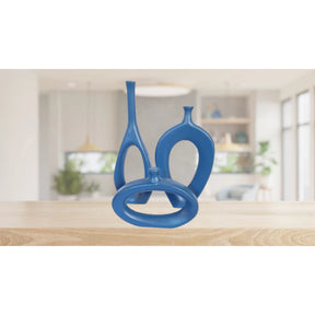 Kit Trio Vaso Vasado Estilizados em Cerâmica para Centro de Mesa Sala Decoração