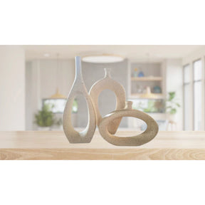 Kit Trio Vaso Vasado Estilizados em Cerâmica para Centro de Mesa Sala Decoração