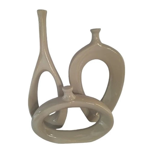 Kit Trio Vaso Vasado Estilizados em Cerâmica para Centro de Mesa Sala Decoração