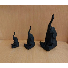🐘Trio de Elefantes Decorativos 3D Geométricos – Estilo Moderno, Feng Shui, Sorte e Elegância para Casa