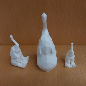 🐘Trio de Elefantes Decorativos 3D Geométricos – Estilo Moderno, Feng Shui, Sorte e Elegância para Casa