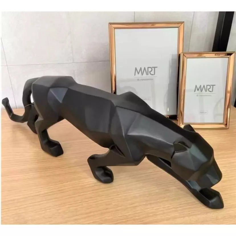 Escultura Pantera Negra Para Sala Casa Escritorio Estatueta Decorativa Mesa Estante Ambiente Interno