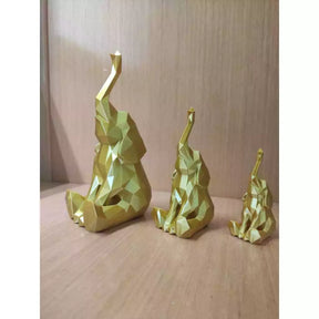 🐘Trio de Elefantes Decorativos 3D Geométricos – Estilo Moderno, Feng Shui, Sorte e Elegância para Casa